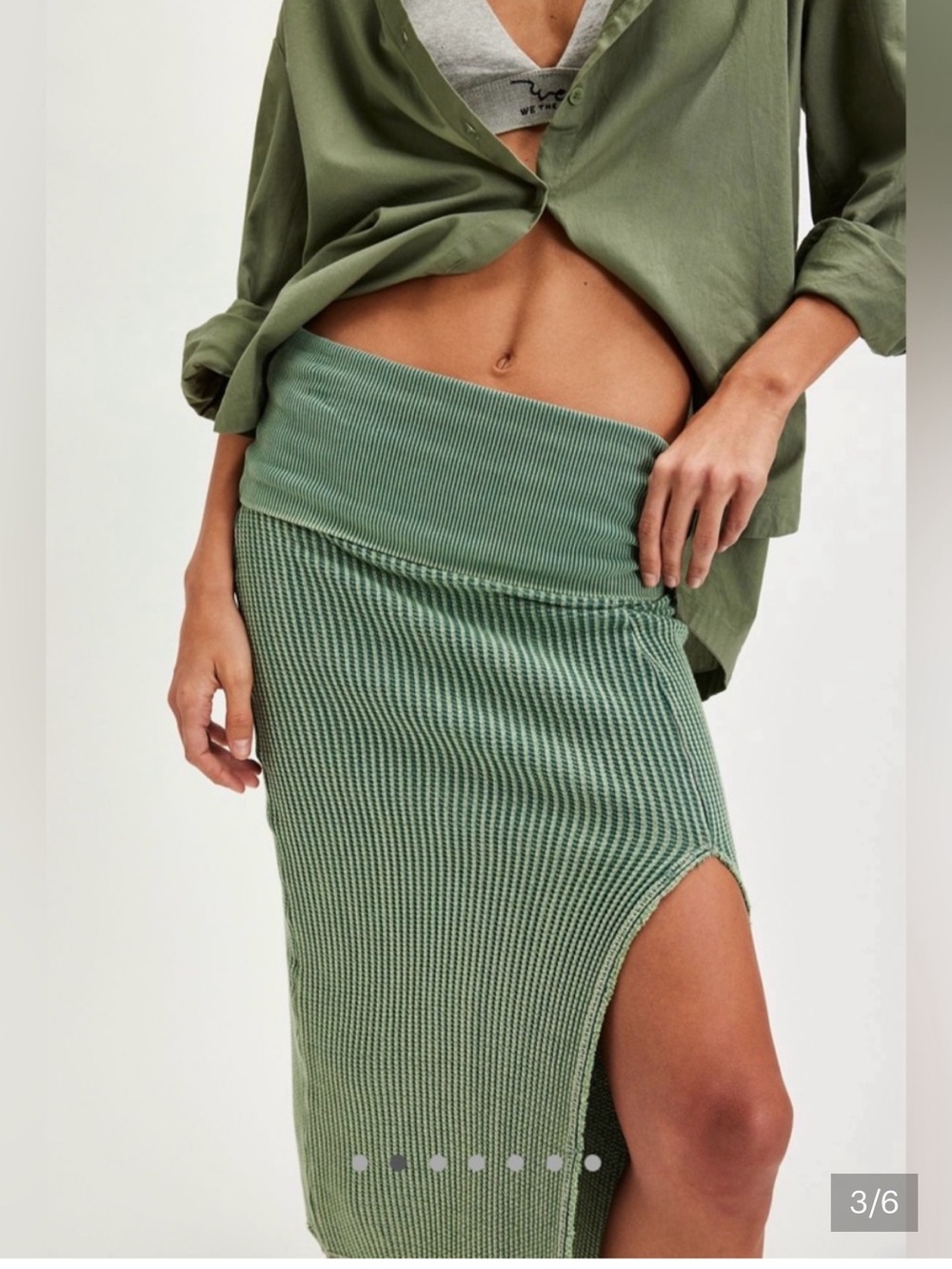 Raw hem green fitted pencil skirt